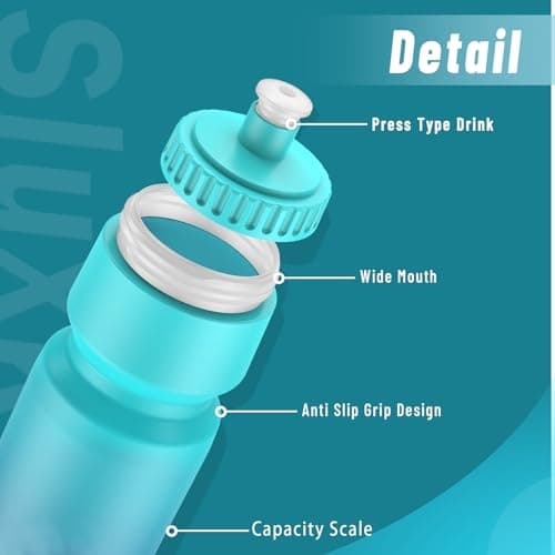SLUXKE 24oz Bike Water Bottle 2Pack, 720ml Sports Squeeze Bottle Lightweight, Durable Cycling Water Bottle Fits Most Bike Cages — view 2