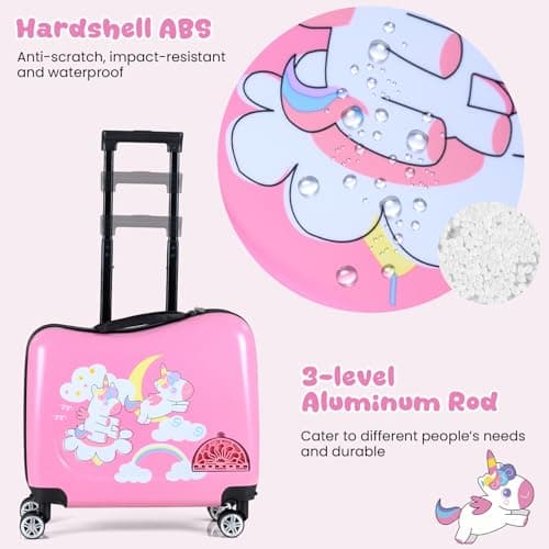 HOMFME 2PCS Kids Luggage Set, Children Ride on Suitcase — view 5