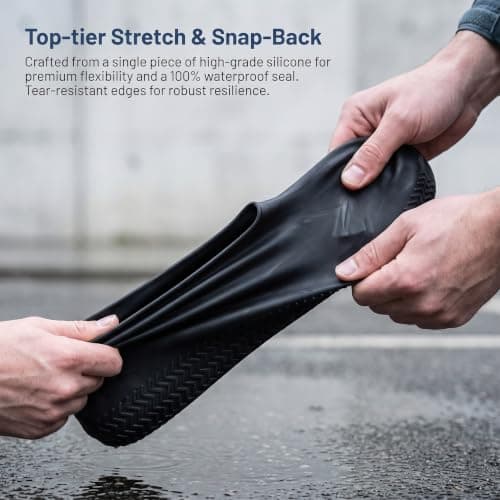 Merzio Waterproof Shoe Covers, Reusable Silicone Overshoes Non-Slip Rain Boot Protectors, Washable Over Shoes Protectors for Men Women Outdoor Cycling Hiking — view 6