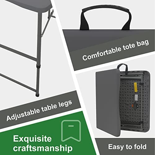 Rainberg 4ft Heavy Duty Folding Table, Tabletop & Sturdy Metal Frame, Foldable Table with Handle, Waterproof, Portable, & Easy Assembly, Ideal for Parties, BBQ, Camping, Beach, Indoor & Outdoor Use — view 3