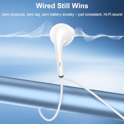 Wired Earbuds in-Ear Headphones, Earphones with Microphone, Corded for 3.5mm Jack Ear Buds for Samsung, Computer, Laptop, Kids, School Students, Women, Small Ear — view 2