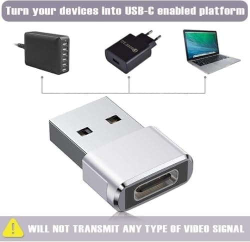 USB C to USB Adaptor, Type C Adapter, Type C Female to USB Male Converter with 5Gbps Data Transfer & Fast Charging, Compatible with All Devices with Laptop, PC, Power Bank (Silver) — view 3
