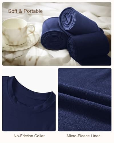 Roadbox Thermal Underwear Base Layer for Women Fleece Lined Crew Neck Long Johns Warm Top & Bootom Set Ski Winter Navy Blue — view 4