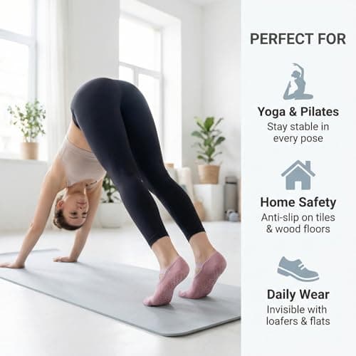 RJTCXJS 6 Pcs Non-Slip Grip Socks for Yoga Pilates — view 6