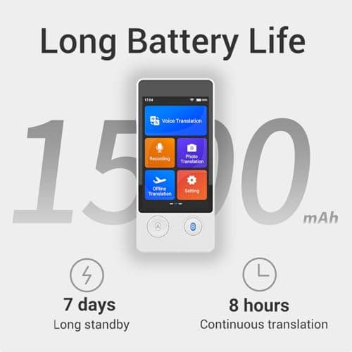 Wooask Offline Translator Device W12 144 Languages 98% Accuracy 0.5s Instant Translation Ideal for Travel, Business, and Global Communication(with Lanyard and Protective Case) (White) — view 5