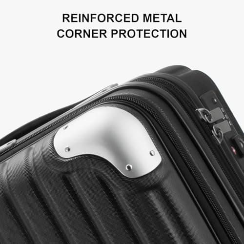LEVEL8 Carry on Suitcase Expandable with 4pcs Luggage Organiser Set, 55CM Hand Case with Laptop Compartment ABS+PC Hardshell Spinner Cabin Size with 4Wheel TSA, Black — view 5
