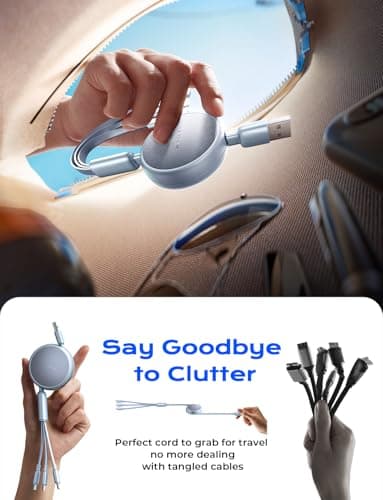 LISEN Multi Charger Cable, Retractable USB C to USB Charging Cable 3 in 1 Charger Lighting/Micro USB Cable, Travel Chargers for Multiple Devices for iPhone 17 16 15 14 Pro/Galaxy S25/Switch2, Cerulean — view 5