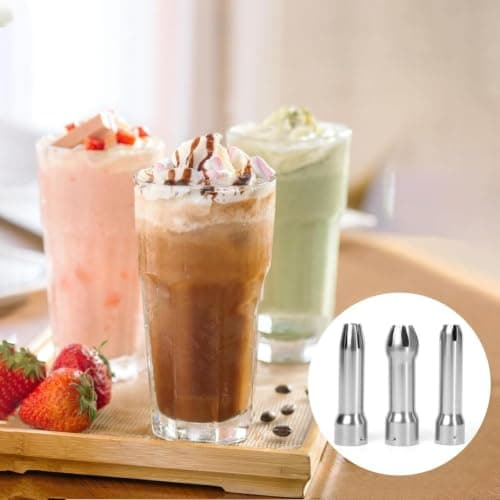 Wudhgslc Nozzle Whipped Cream Nozzles with Adapter for Decorating — view 2