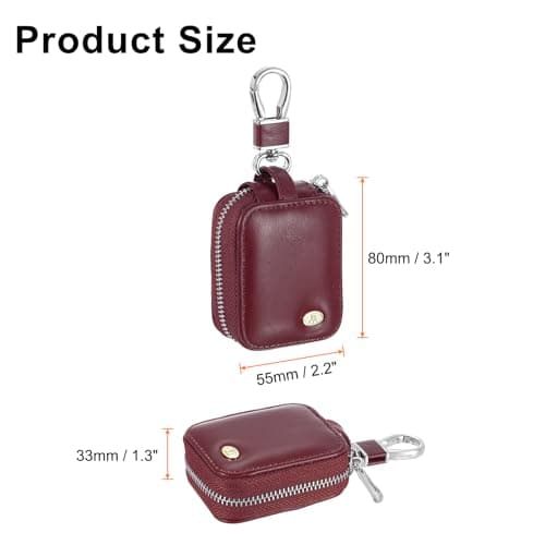 sourcing map Earbuds Cases, Earphone Case Holder, PU Leather Ear Buds Case Zipper Organizer Small with Mesh Pocket for USB Cable, Wireless Wired Earphones, Burgundy — view 2