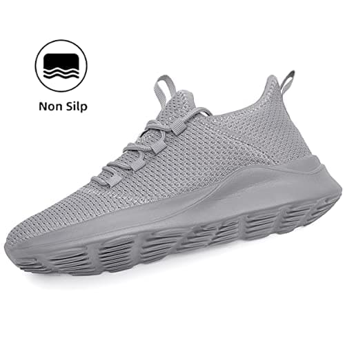 FUJEAK Women Shoes Trainers Running Walking Slip on Women Gym Comfortable Shoes Fitness Outdoor Sports Jogging Sneakers Casual Mesh Lightweight Breathable Light Grey Size 5.5 UK — view 3
