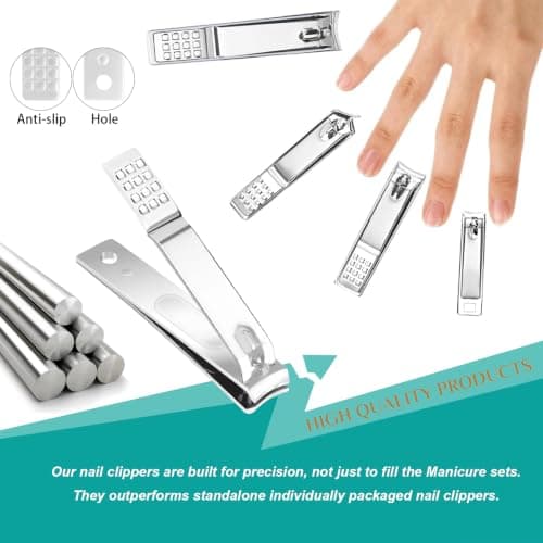 26Pcs Manicure Set Pedicure Kit for Men Women Grooming, Silver — view 6