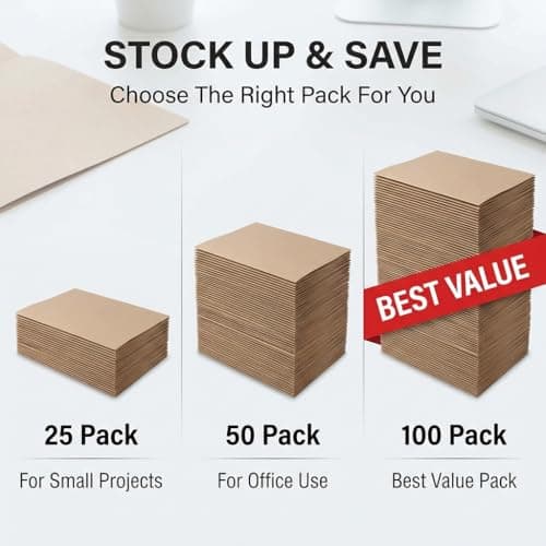 Stuff 4 Office - Manilla Economy Foolscap Square Cut Folders 180gsm Buff (25/50/100 Pack Sizes) (25) — view 5