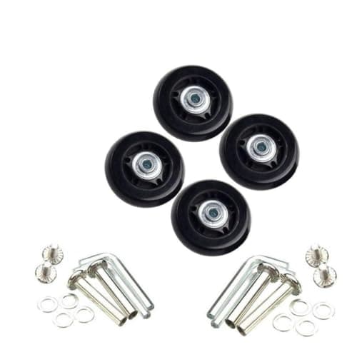 Helilyco Luggage Wheel Replacement Kit 4 Pcs 54mm 64mm Silent Rollers with 35mm Axles Screws Suitcase Repair