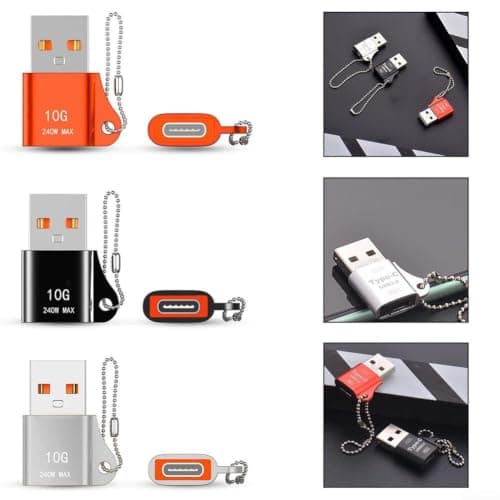 Keychain USB C Adapter for Car Charger Travel(Silver) — view 2