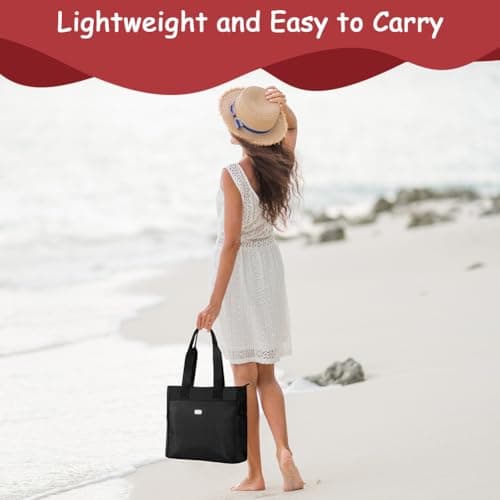 URAQT Nylon Shoulder Bag, Fashion Women's Bag Handbag, Multi-Pocket Tote Bag with Zipper, Waterproof Lightweight Nylon Hobo Bag, Large Capacity Handbag for School Shopping Travel Work Daily Use — view 6