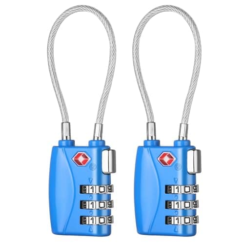 ZHEGE Travel Lock TSA Approved, Cable Travel Lock (Blue, 2P)