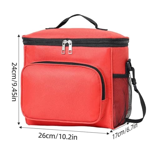 MeiLang 10L Insulated Lunch Bag, Thermal Cooler Bag Leakproof Lunch Box with Adjustable Strap for Men Women Work School Picnic Travel (Red) — view 5