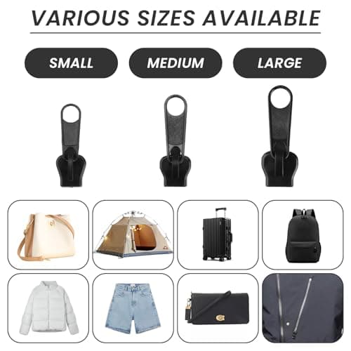 18Pcs Zipper Pull Replacement 3 Sizes Zip Repair kit #3#5#8 — view 5