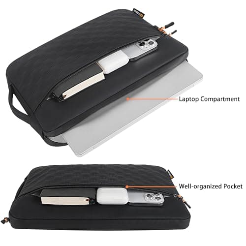 DOMISO 14 Inch Laptop Sleeve Case – Premium Waterproof & Shockproof Protective Cover for MacBook Pro M3/M2/M1 (A2779, A2442) & 14" MacBook Air | Slim Fit with Front Pocket & Carry Handle ，Black — view 3