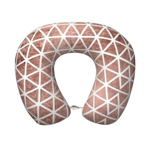 AUGUSTRUSH Memory Foam Neck Pillow - Travel Pillow With Adjustable Clasp, Removable Washable Cover For Airplane Office Car, Ergonomic Support Comfortable U-Shaped Pillow, Rose Gold Print