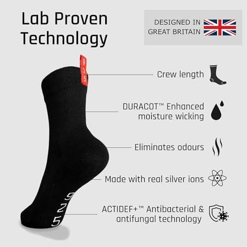 925Socks Silver-Ion Technology Performance Sports Running Socks Anti-Odour Breathable Cushioned Gym Blister Free Compression for Men & Women Sizes 3-7, 7-12 3/B/S — view 2