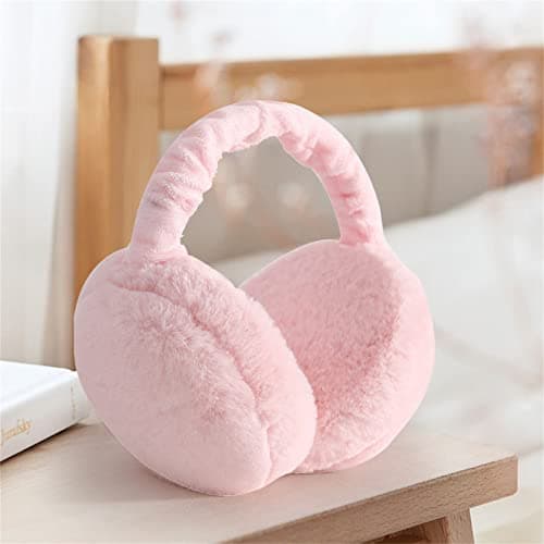 IHCEMIH Ear Muffs, Women Earmuffs Winter Accessories Fluffy Plush Foldable Adults Outdoor Thermal Ear Warmer Skiing Running Ears Covers Protector from Wind Cold Gift for Girls Ladies Pink — view 5