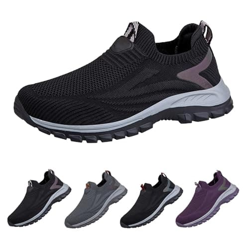 Unisex Slip On Walking Shoes Knit Running Trainers Lightweight Sneakers — view 3