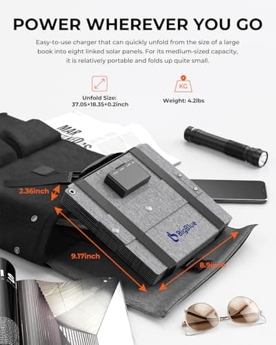 BigBlue 60W Foldable ETFE Solar Charger 【IP68 Waterproof& Angle Stand】 — view 5