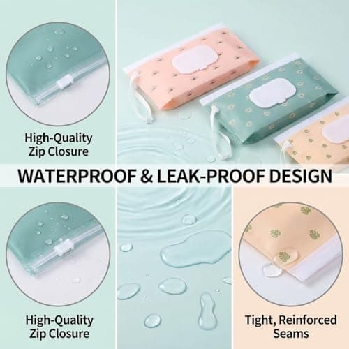 4 Pack Portable Wet Wipes Pouch, Refillable Baby Wipes Dispenser with Loop, Reusable Waterproof Wipe Holder for Diaper Bag, Stroller, Travel, Outdoor & Camping — view 6