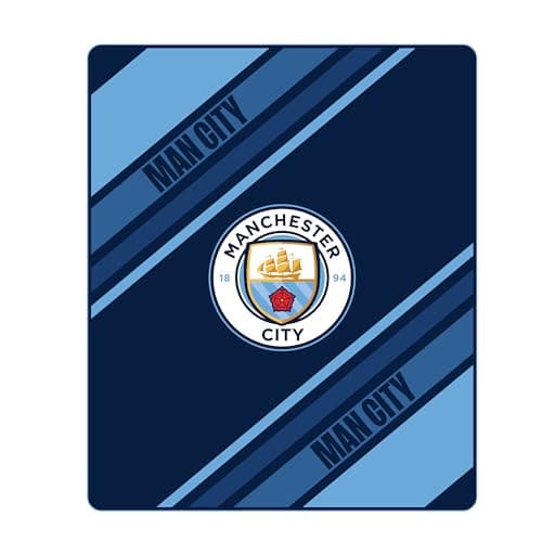 Manchester City Blanket Throw – Soft Fleece Blue Throw 120cm x 150cm | Premium Man City Football Blanket for Adults & Kids | Warm Bed Sofa Travel Blanket – Official Licensed Gift