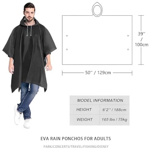 YANKUIRUI Waterproof Adult Rain Poncho, Reusable Lightweight Rain Coat with Hood, Portable Emergency Poncho for Family Outdoor Activity, 2 Pcs — view 2