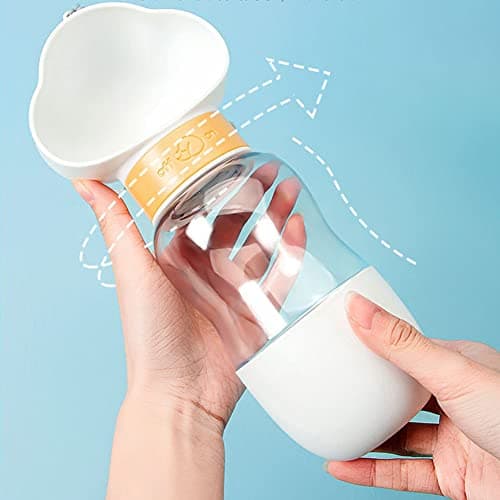 croselyu Pet Portable Water Dispenser Walk Your Dog Water Bottle Cat Out Water Cup Pet Feeder,1pce (350+200 ml,White) — view 5