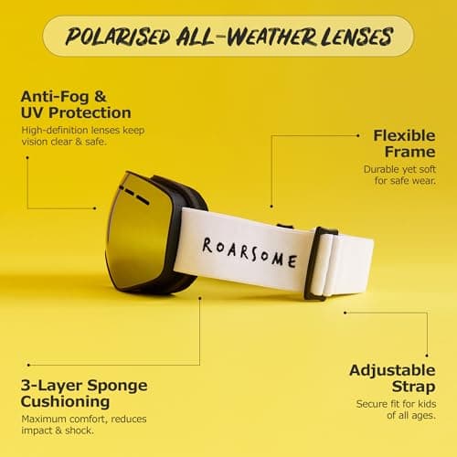 Roarsome Kids Ski Goggles | Anti-Fog UV Protection with OTG Fit & Strap — view 4