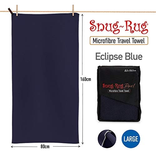 Snug Rug Microfibre Beach Towel Large 80 x 160cm – Super Absorbent Quick Drying Lightweight Sand Proof Beach Towels Eclipse Blue — view 2