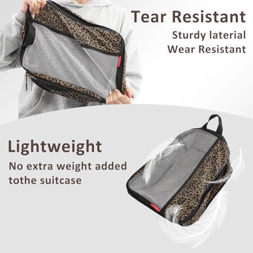 U+U Compression Packing Cubes, Travel Organizers for Suitcases, Leopard, 6 Set, 6 Set — view 6