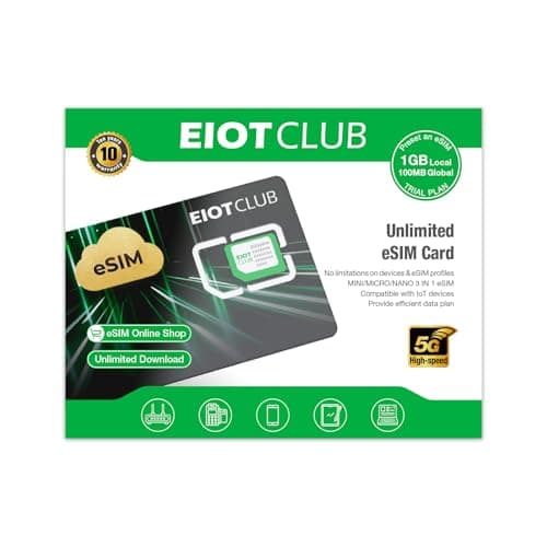 EIOTCLUB eSIM Adapter for Android Phones – Convert SIM Slot to eSIM, 9 Rewritable Profiles, Supports Third-Partyesim, Preloaded 1GB Europe + 100MB Global (200 Countries) data, Reusable, No Contract