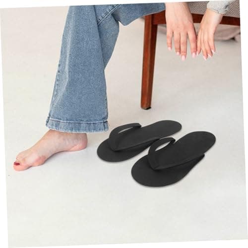 HOMOCONO Fold up Flip Flops 12 Pairs EVA Spa Slippers Black — view 6