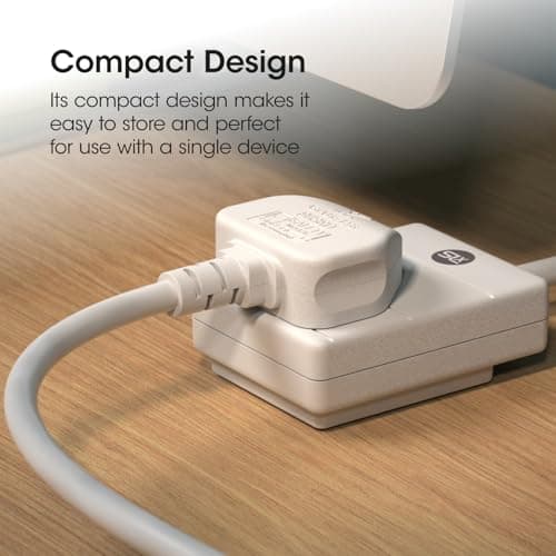 SLx Extension Lead 10m 1 Way Single Socket 13A UK Plug 3 Pin Mains Power Extension Cord Compact Travel Power Strip White — view 2