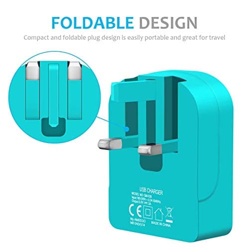 Foldable Charger 3A / 15W USB-A Ports Compact Travel Charger Compatible For iiPhone Samsung Tab HTC Windows Phone Tablet Nokia Motorola Sony Kindle One Plus etc (Green) — view 4