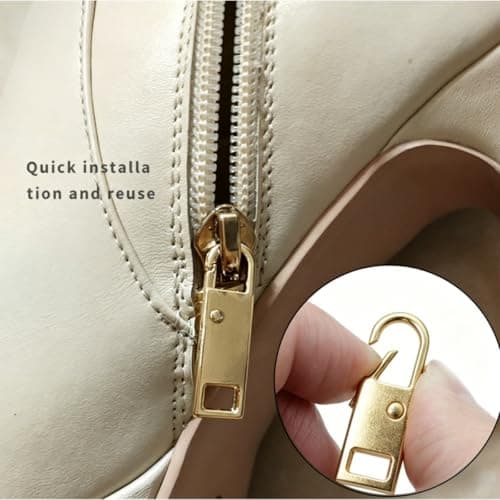 Zipper Pull Replacement,6 Pcs Metal Zipper Repair Tab for Luggage BackpacksJackets Handbags,Universal Zip Head Fixer for Suitcases Purses Clothing(Gold) — view 2