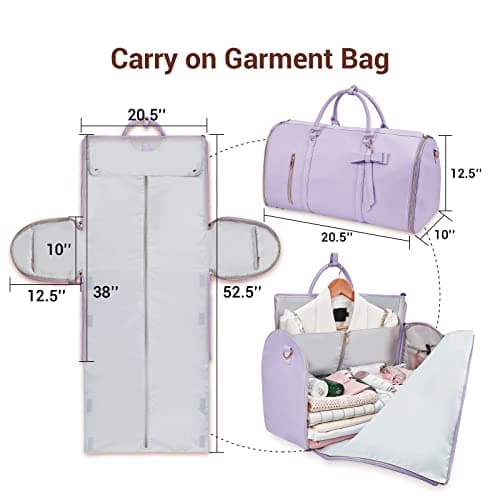 Garment Bags for Travel for Women, Stylish Garment Duffle Bag, Convertible & Foldable 2 in 1 PU Suit Bag for Hanging Clothes, Business Trip Bag with Toiletry Pocket & Shoes Compartment, Purple — view 2