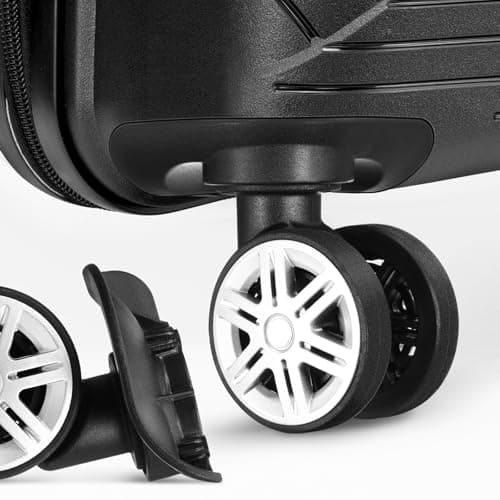 WEKAMOS Luggage Repair Wheels Kit 4 Pcs Double Row Caster Wheels with 20 Screws & Screwdriver, Easy Installation TPE for Suitcase, Travel Trolley Case Black — view 4