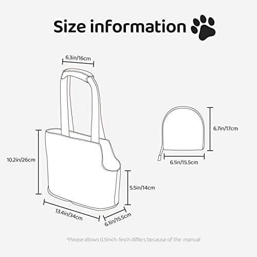 Foldable Cat Carrier Dog Shoulder Bag, Wine Cork Pet Tote Bag, Waterproof Collapsible Pet Tote For Small Dogs, Breathable Travel Carrier With Safety Hook & Viewing Window (34x36x15.5 Cm) — view 6