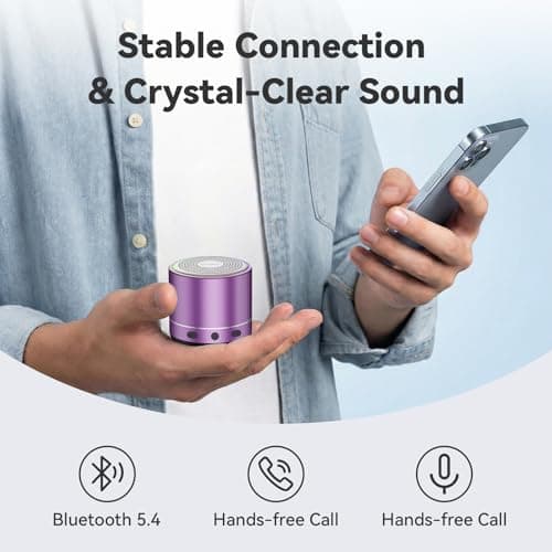 Mini Bluetooth Speaker, Portable Speakers with RGB Lights, HD Stereo,Purple — view 3