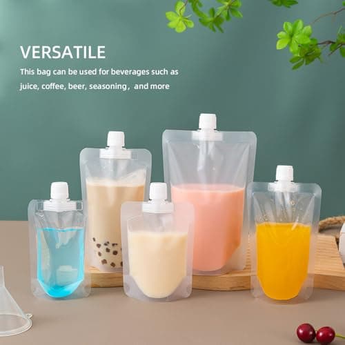 20pcs Reusable Clear Drink Pouches Festival Essentials, Cruise Travel Kit, Hot & Cold Beverage Container for Party Christmas (150ml) — view 4
