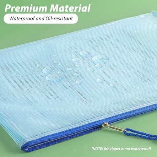 MIETONG A4 Plastic Zip Wallets Folders - 5PCS Document Folder File Zipper Bags Document Wallet Ziplock Bags Travel Storage Pouch Mesh Zip Folders for School Office Supplies and Travel Accessories — view 5