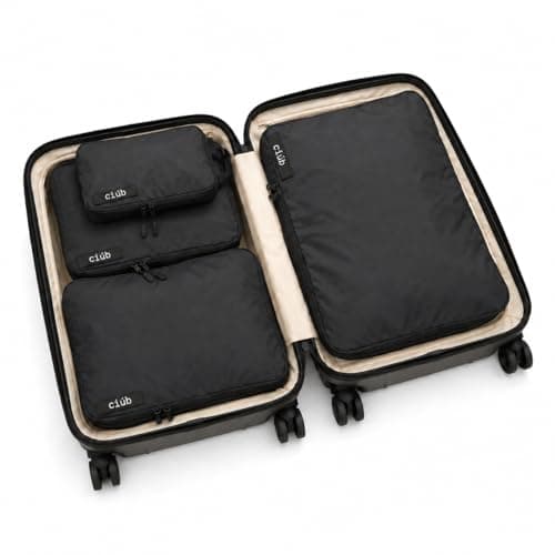 ciúb Compression Packing Cubes 4 Set Premium Double Zip, Fit 40% More in Your Luggage, Carry-On & Backpack, Lightweight Water Resistant Travel Accessories, Compressible Suitcase Organiser Bags (Black)