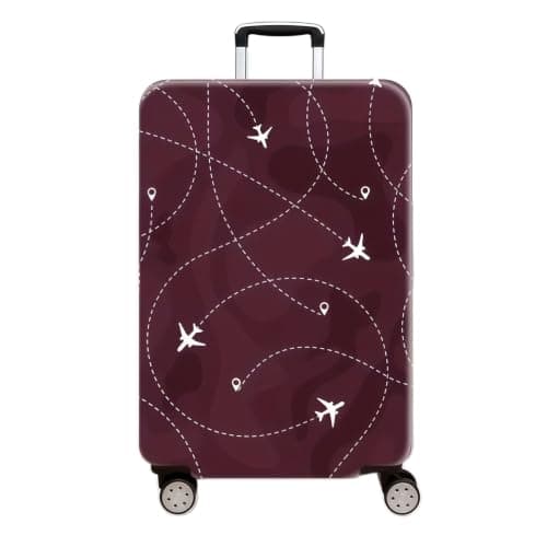 Treer Suitcase Covers for Luggage Large 18-32 Inches, Lightweight Travel Luggage Suitcases Covers Protectors with Zipper Anti-Scratch Washable (Burgundy airplane,S)