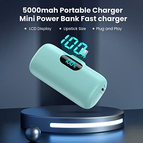 Feob Power Bank USB C 5000mAh,15W PD 3.0A Fast Charging Portable Charger Mini Power Bank LCD Display Battery Pack Compatible with iPhone 17/16/15 Series, Samsung/Note/Moto/LG/Pixel/Nexus etc - Green — view 6