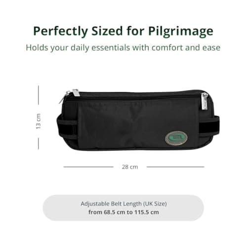 Hajj Safe Anti-Theft Hajj & Umrah Waist Bag & Ihram Belt for Men (Black) — view 6